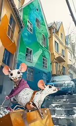 a digital painting of a little mouse on top of some wood