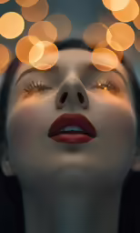 a woman with a very large amount of lights on her face