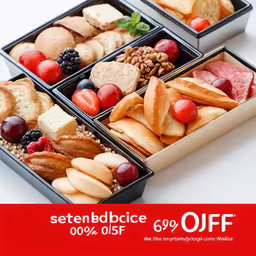 three different food boxes with different varieties of pastries