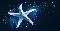 a white starfish floating above a group of stars