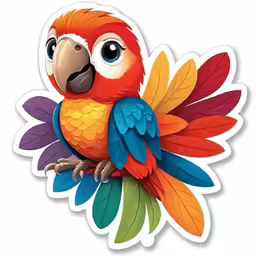 a brightly colored parrot on a branch with leaves