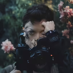 a woman taking a picture with her camera