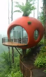 this tree house looks like a living room in the middle of the forest
