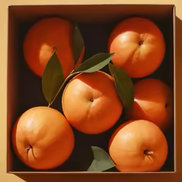 a cardboard box filled with lots of oranges