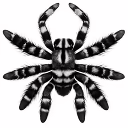 a tarant spider with black and white markings