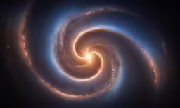 a spiral of orange stars against a dark sky