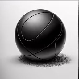 a black and white image of a ball