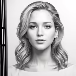 a pencil drawing of a blonde woman with long hair
