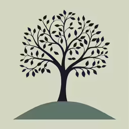 the tree is on top of a hill with leaves