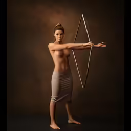 a beautiful young lady holding a bow and arrow