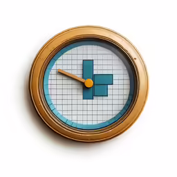an old clock with squares and an arrow