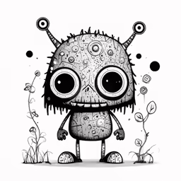 an ink drawing of a weird looking monster