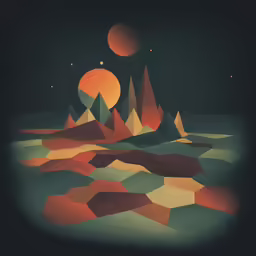 a digital painting of an unusual landscape at night