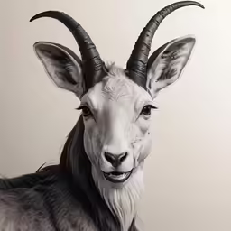 an animal with horns standing in a studio