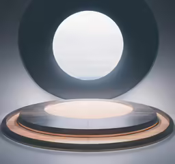 an art piece with round designs sitting on top