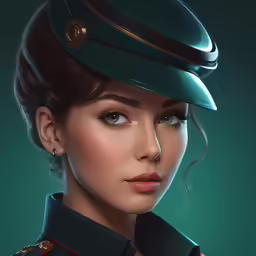 a woman in a military uniform and hat