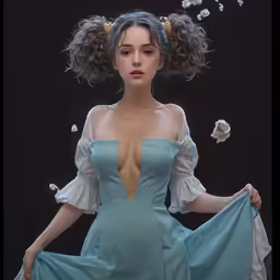 the animated female figure shows off her beautiful figure