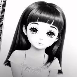 a girl with bangs wearing a white dress