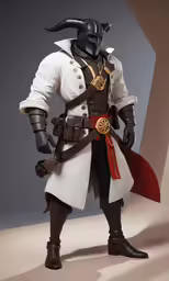the man in white is dressed like a pirate