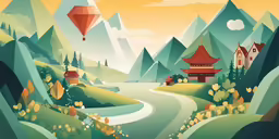 a beautiful landscape with hot air balloons flying above it