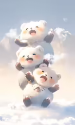 a bunch of stuffed animals sitting in the air