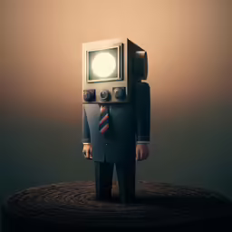 a man with an old looking machine on his head
