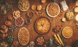 a table topped with lots of different kinds of nuts