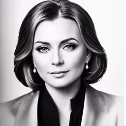 the woman is wearing an elegant black shirt and a bow tie