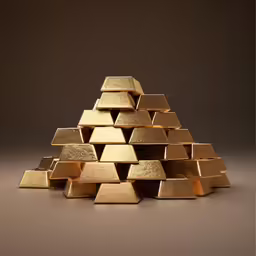 a pyramid shaped gold bar on a table