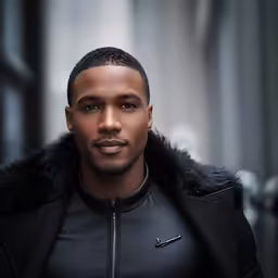 a man with black hair and wearing a jacket