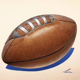 a large football on a cream background with a shadow