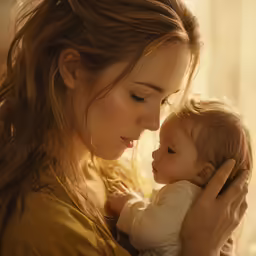 a woman holding a baby in her arms
