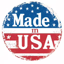 made in the usa stamp with an american flag on it