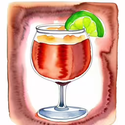an artistic watercolor painting of a drink with lime and ice,a painting of a drink with a slice of lime