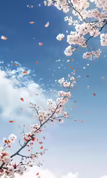 a photo taken up in the sky of leaves and flowers