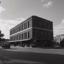the street corner has buildings in it