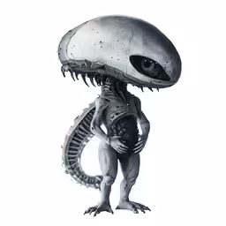 the image shows a gray alien standing upright
