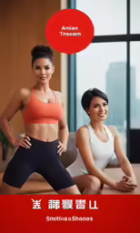 two women standing next to each other in a room