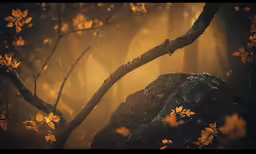 the yellow leaves are near a tree branch