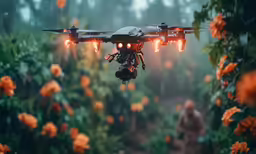 a person looking at an airplane flying through a rain