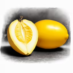 one yellow fruit sitting beside the whole fruit