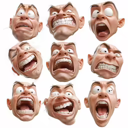 various facial expressions of a man