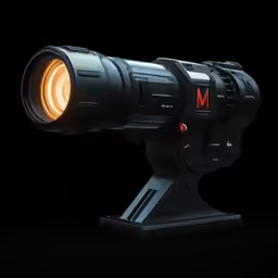 a camera with flash on a stand