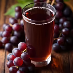 a glass of wine sits on a table with grapes