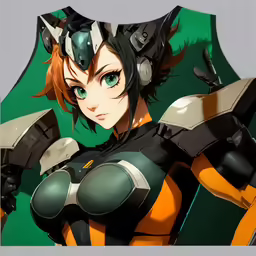an anime avatar with two different armors