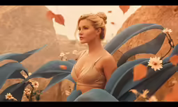 a beautiful woman sitting in a bikini surrounded by plants