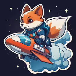 a fox on an airplane in space flying through the air