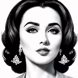 an artistic black and white portrait of a woman wearing earrings