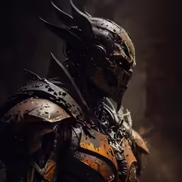 a man in armor is standing alone