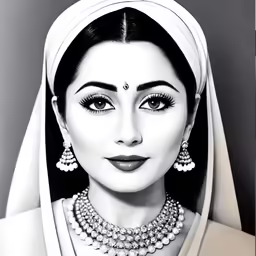 a woman is wearing pearls and necklaces